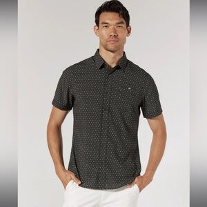 7Diamonds Rylee 4 Way Stretch Black‎ Gray Patterned Men's Button Up Shirt Large